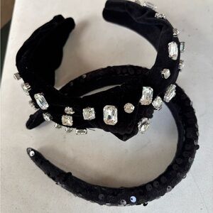 Set of 2 Black Rhinestone Headbands
